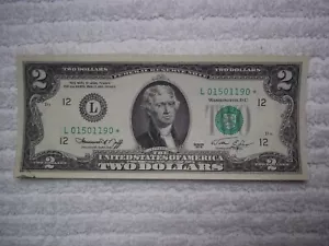 1976 $2 STAR NOTE FRN Green Seal fr 1935 San Francisco LOW S/N L01501190* BEAUTY - Picture 1 of 2