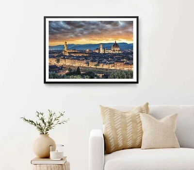 Florence City Panorama at Sunset, Italy Poster Premium Quality Choose your Size - Image 1 of 4