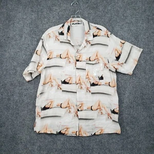 Playboy by PacSun Button Up Shirt Mens S Small White Sanctuary Camp Short Sleeve - Picture 1 of 12