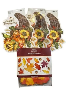 NEU Herbst Blatt Ausschnitte Paket 30 - zwei große Erntedank Fenster Klammern - Bild 1 von 8