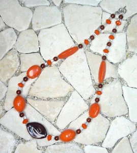 ★ kurze Kette ★ Collier ★ braun, orange & kristall ★ - Picture 1 of 4