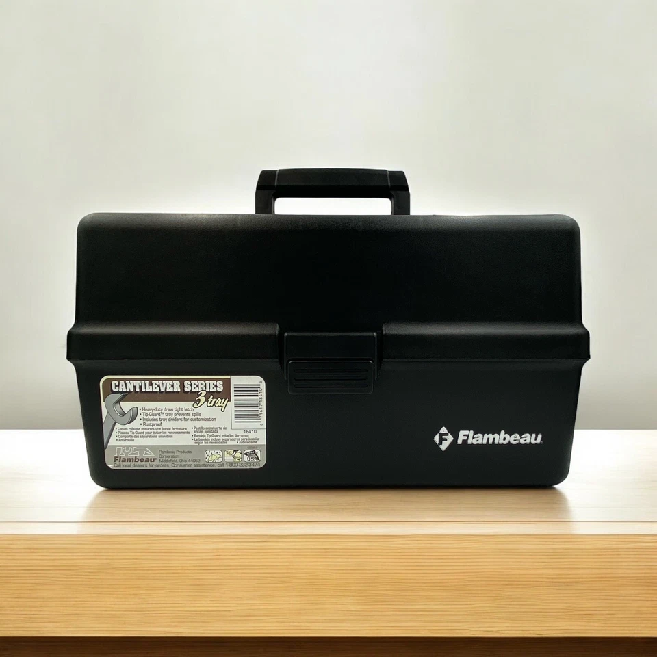 Flambeau FISHING TACKLE / TOOL BOX 3 Tray Cantilever 18410 Storage Utility USA. - Image 1 of 4