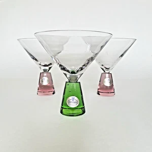 Set 3 VTG Art Deco Block Pedestal Base Martini Cocktail 8 oz Glasses Imperial - Picture 1 of 10