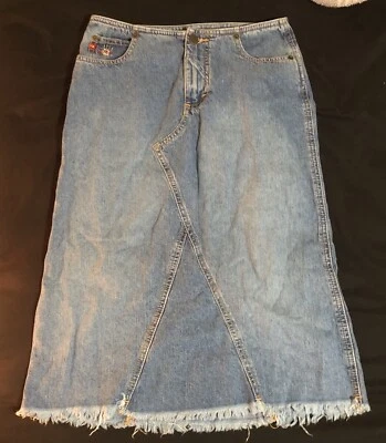 Mudd Distressed Denim Pencil Midi Skirt Size 1 Y2K Foto 1 de 4