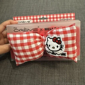 Creme Shop x Hello Kitty RED GINGHAM PLUSH SPA HEADBAND *Limited Edition* - New - Picture 1 of 3