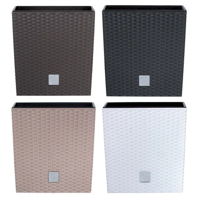 URBN LIVING Square Rattan Planter Large Elegant Pot for Indoor and Outdoor Plants