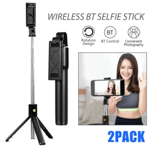 2X Foldable Selfie Stick Tripod Remote Phone Holder Stand for iPhone and Android - Picture 1 of 18