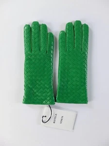 BOTTEGA VENETA grüne gewebte weiche Intrecciato-Lederhandschuhe Größe 8 / Large - Bild 1 von 8