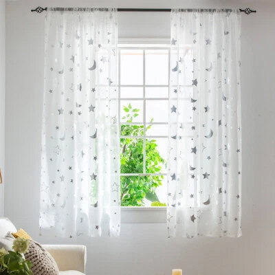 Floral Tulle Door Window Curtain Panel Drape Voile Sheer Valances Home Decor - Image 1 of 4
