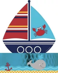 Ahoy Matey Nautical Honeycomb Centerpiece Boy Baby Shower Decorations - Picture 1 of 2