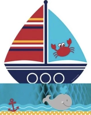 Ahoy Matey Nautical Honeycomb Centerpiece Boy Baby Shower Decorations - Image 1 of 2