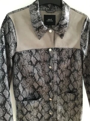 viva couture 36 kurzmantel pleather kunstleder python snake schlange taupe - Bild 1 von 4