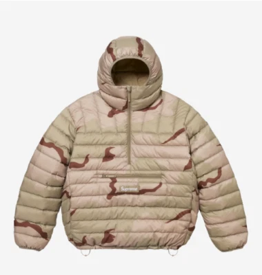 Pullover Supreme Micro Down Media Cremallera Con Capucha Desierto Camuflaje - 24FW, (100% Auténtico) Foto 1 de 2