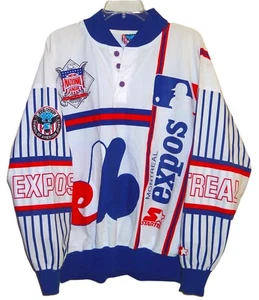 CAMISA DE BÉISBOL DE COLECCIÓN DE LOS AÑOS 80 MONTREAL EXPOS MLB STARTER CON IMPRESIÓN TOTAL GRANDE RARA - Imagen 1 de 6