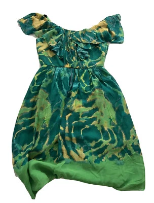 Max And Cleo Dress Length 36” Ruffle Size M Poly Zip Chiffon #ST30 - Image 1 of 4