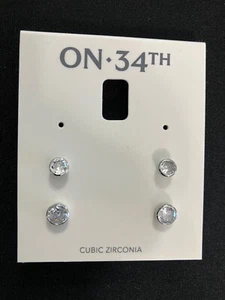 Macy’s On 34th Post Ohrringe 2 Paar Zirkonia Silber - Bild 1 von 5