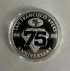 1 RARE 2021 San Francisco 49ers 75th Anniversary Highland Mint Silver Game Coin - Picture 1 of 2