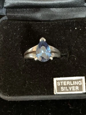 Anillo Kabana Topacio Azul Plata de Ley 925 Talla 9 Foto 1 de 4