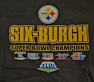 NFL Pittsburgh Steelers 6 X Super Bowl Champs Tee Mens XL Rare Sixburgh Vintage - Picture 1 of 3