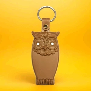Corydon Lanesville Keychain Brown Vintage Owl Stone Rock Key Ring Fob - Picture 1 of 5
