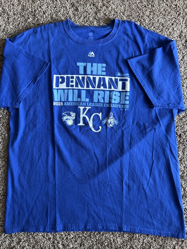 Kansas City Royals Majestic  T-Shirt Size 2XL 2015 The Pennant Will Rise AL - Image 1 of 4