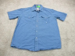 Camisa Roper Para Hombres Mediana Azul Blanco Estampado Geométrico Perla A Presión Vaquero Occidental * - Imagen 1 de 16