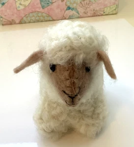 NWOT Sheep Hanging Ornament Stuffed Woof Felt Fair Trade Nepal  3  1/2" - Picture 1 of 6