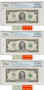 2017A $2 Filled/Solid Star Error Notes PCGS 67PPQ - Three Consecutive SCARCE - Picture 1 of 9