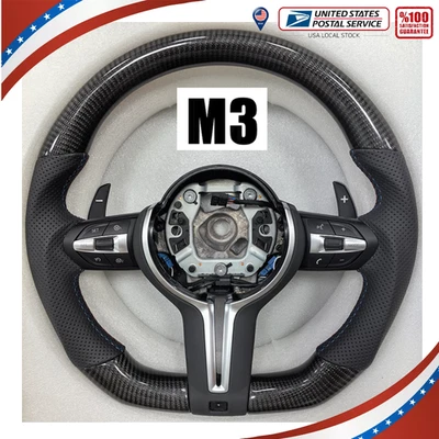 For BMW F20 F22 F23 F30 F31 F32 2012-2019 Carbon Fiber Leather Steering Wheel US - Image 1 of 4