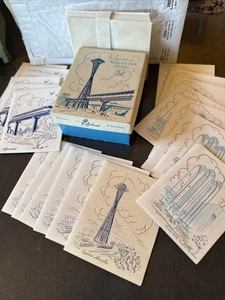 Vintage 1962 SEATTLE WORLD'S FAIR Unused Note Cards, Envelopes, box ROSELAND USA - Picture 1 of 8