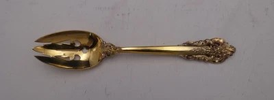 Grande Baroque Gold by Wallace Sterling Silver Pierced Serving Spoon 8 3/4" orig - Image 1 of 2