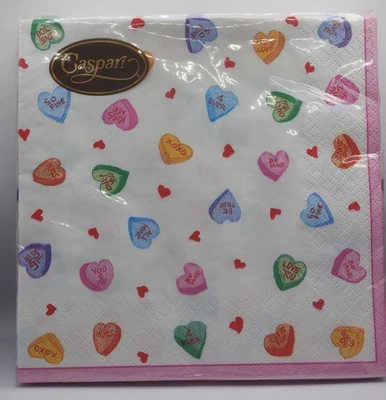 Candy Hearts Love Hearts Wedding Caspari Paper Lunch Napkins 33cm sq 20 Pack NEW - Image 1 of 4
