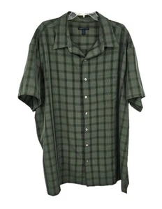 NWOT Van Heusen Studio Mens Button Up Shirt 3XLT Green Plaid Polyester - Picture 1 of 4