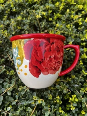 Taza de café The Pioneer Woman Country Garden borde rojo gres floral 16 onzas Foto 1 de 4