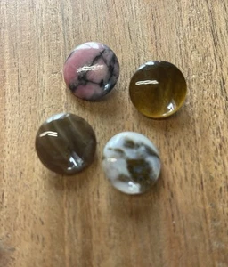 LOT OF 4 ANTIQUE 1890S AGATE MOSS STONE SEWING BUTTON VICTORIAN EDWARDIAN 5/8” C - Picture 1 of 3