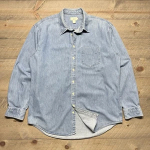 Vintage J Crew Denim Shirt Mens Large Button Down Oarsman USA Missing Buttons - Picture 1 of 17