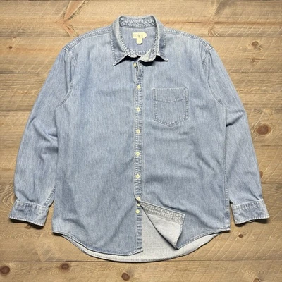 Vintage J Crew Denim Shirt Mens Large Button Down Oarsman USA Missing Buttons - Image 1 of 4
