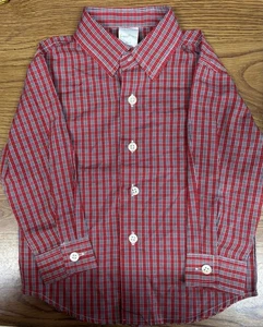 Toddlers Red/blue Plaid Long Sleeve Collard Shirt Size 24M By Starting Out - Picture 1 of 4