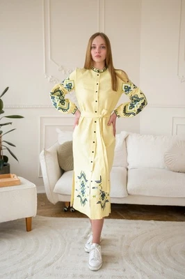 Vestido Vyshyvanka Mujer Ucraniano Bordado 100% Linen Ropa Foto 1 de 4