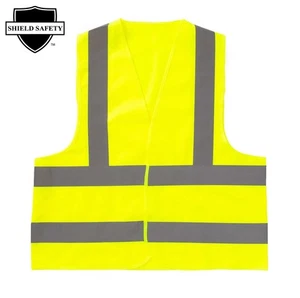 Fluorescent Yellow Safety Vest Silver Reflective 3XLarge Tape Class II 25 Vests - Picture 1 of 1