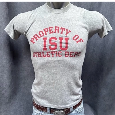Camiseta vintage propiedad de ISU Athletic Dept gris jaspeado para hombre mediana Foto 1 de 4