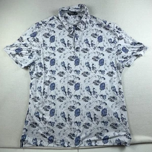 7Diamonds Polo Shirt Mens XL Blue White Oak Creek 4-Way Stretch Floral Golf - Picture 1 of 10