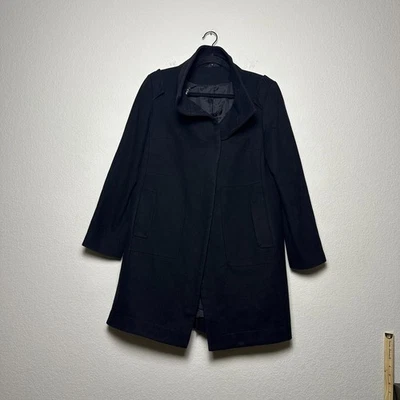 Mark & Spencer Wool Blend Trench Overcoat Jacket Men UK 12 Button Up Navy Blue - Image 1 of 4