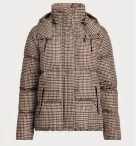 Ralph Lauren WomenS Down Puffer Jacket Houndstooth Check Insulated Outerwear - Picture 1 of 9