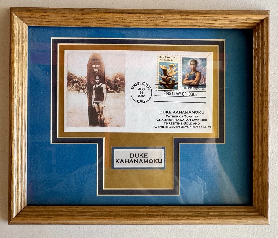 2002 Duke Kahanamoku Framed First Day Cover USPS FDC Surfing Legend Cachet - Image 1 of 1