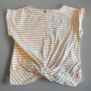 Tea Collection Girls Size 14 Pink and White Striped Shirt Short Sleeve - Picture 1 of 5