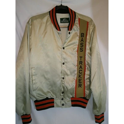 VTG 70's Bass Tracker Outdoors Jacket Mens Full Snap Button Up Striped Coat L - Image 1 of 4