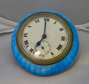 Art Deco Period Continental Enamel over Sterling Silver Desk Clock - Picture 1 of 6