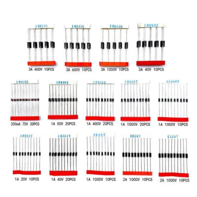 200PCS Fast Switching Schottky Diode Assorted Kit 1N4001 1N4004 1N4007 1N5408 - image 1 of 4