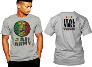 T-shirt reggae Jah Rastafari Haile Selassie I, Jah Army, maglietta grigia Vybz Kartel - Foto 1 di 1